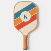 Retro Strip Modernes Monogramm Pickleball Paddel Schläger (Rückseite)