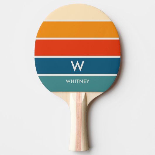 Retro Strip Monogram Personal Tischtennis Schläger (Vorderseite)