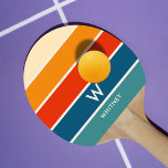 Retro Strip Monogram Personal Tischtennis Schläger<br><div class="desc">Trendy persönliches Tischtennispaddel mit breiten Streifen in Retrofarben. Grosses zentriertes Monogramm und assoziierter Name. Saubere,  einfache minimalistische Typografie. Vollständig personalisierbar. Eine tolle Geschenkidee für einen Tischtennisfreund oder für dich selbst. Auch personalisiertes Sportzubehör für jeden Spielraum.</div>