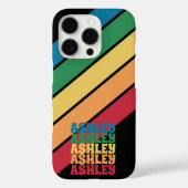 Retro Strip Muster Rainbow Stacks Name Case-Mate iPhone Hülle (Rückseite)
