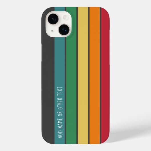 Retro Strip Muster Regenbogenfarben Monogramm Case-Mate iPhone Hülle (Rückseite)