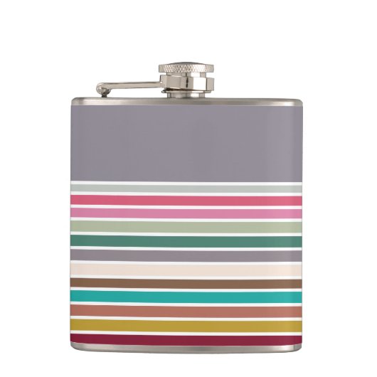 Retro Strip Muster Vinyl Wrapped Flask Flachmann (Vorderseite)