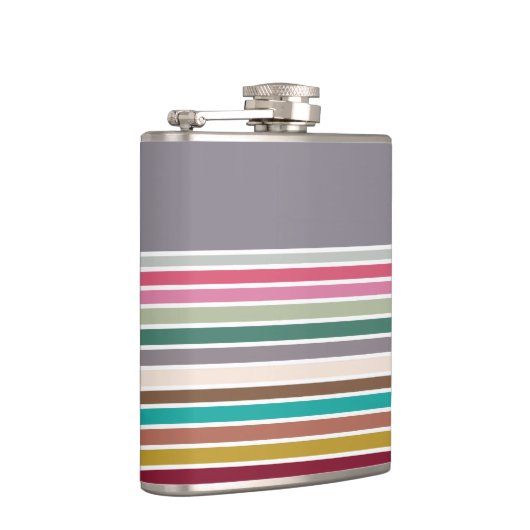 Retro Strip Muster Vinyl Wrapped Flask Flachmann (Rechts)