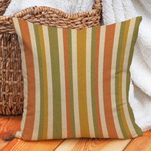 Retro Strip Orange Gold Olive Rust Earth Tone Kissen
