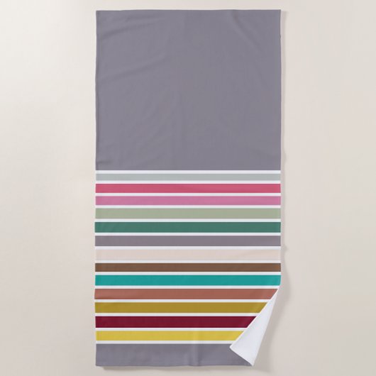 Retro Strip Pattern Beach Handtuch (Vorderseite)