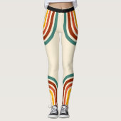 Retro Strip Regenbogen Vintag Leggings (Vorderseite)