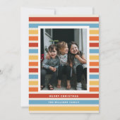 Retro Strip Rot, Gelb und Blau Foto Weihnachten (Vorderseite)