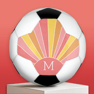 Retro-Strip-Sonnenaufgang - Pastellkoralle, rosa M Fußball