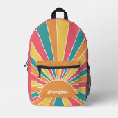 Retro Strip Sunrise - Boho Colors - Individuelle N Bedruckter Rucksack (Vorderseite)