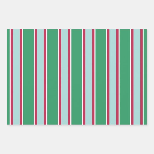 Retro Strip Weihnachtswrapping Paper Set Geschenkpapier Set (Vorderseite 2)