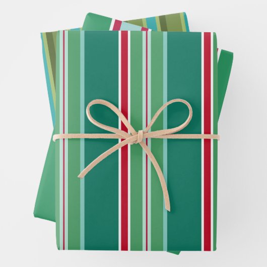 Retro Strip Weihnachtswrapping Paper Set Geschenkpapier Set (Beispiel)