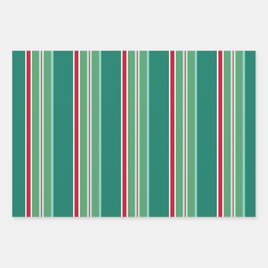 Retro Strip Weihnachtswrapping Paper Set Geschenkpapier Set (Vorderseite)