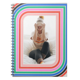 Retro Stripe 1970er Jahre - Anpassbares Foto-Noteb Notizblock
