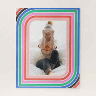 Retro Stripe 1970er Jahre Anpassbares Foto Puzzle