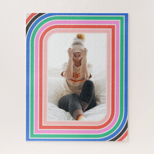 Retro Stripe 1970er Jahre Anpassbares Foto Puzzle (Vertikal)