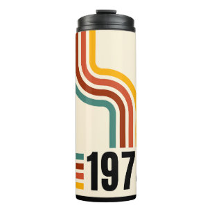 Retro Stripe 50. Geburtstag 1975 Rainbow Vintag Thermosbecher