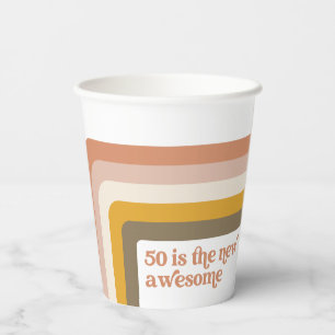Retro Stripe 50. Geburtstagsparty Cup Pappbecher