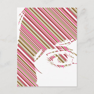Retro Stripe Girls Face Postkarte