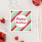 Retro Stripe Happy Holidays Napkins Serviette (Beispiel)