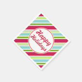 Retro Stripe Happy Holidays Napkins Serviette (Ecke)