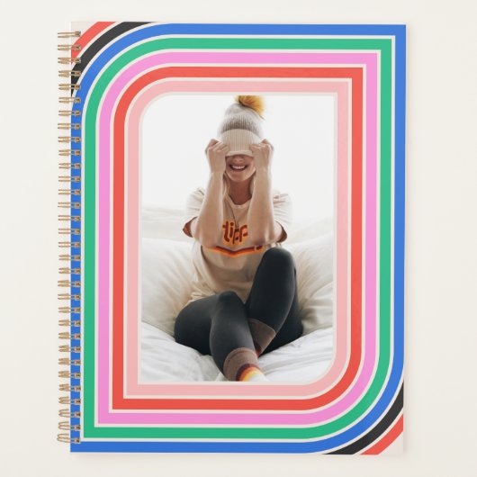 Retro Stripe, individuell anpassbarer Foto-Planer Planer (Vorderseite)