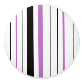 Retro Stripe lila schwarz-grauer Keramik-Knopf Keramikknauf