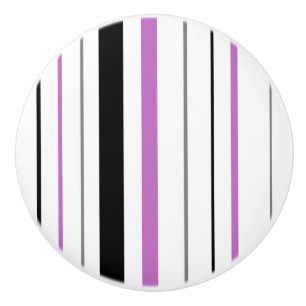 Retro Stripe lila schwarz-grauer Keramik-Knopf Keramikknauf