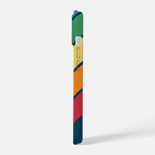 Retro Stripe Muster Regenbogen - Skriptname iPhone 15 Hülle (Linke Seite)
