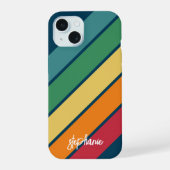 Retro Stripe Muster Regenbogen - Skriptname iPhone 15 Hülle (Rückseite)