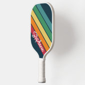 Retro Stripe Muster Regenbogen - Skriptname Pickleball Schläger (Links)