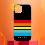 Retro Stripe Muster Regenbogen Vintages Ambiente Case-Mate iPhone 14 Hülle<br><div class="desc">Fügen Sie Ihren Namen zu diesem männlichen Design mit fett Streifen. Ein Retro-Design mit 70er inspiriert Schriftart und einem minimalen Muster. Alle Farben können geändert werden. Erstellen Sie Ihre eigenen und ändern Sie die Farben zu Ihrer bevorzugten Kombination.</div>