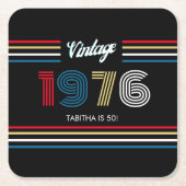 Retro Stripe Numerals farbenfroh 1976 Paper Unters Rechteckiger Pappuntersetzer (Vorderseite)