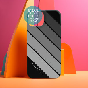 Retro Stripe Pattern Schwarz Grau Vintage Sicht Samsung Galaxy Hülle
