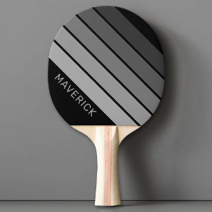 Retro Stripe Pattern Schwarz Grau Vintage Sicht Tischtennis Schläger