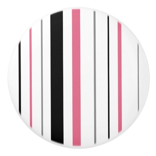 Retro Stripe rosa schwarz-graue Keramik Knopf Keramikknauf (Vorderseite)