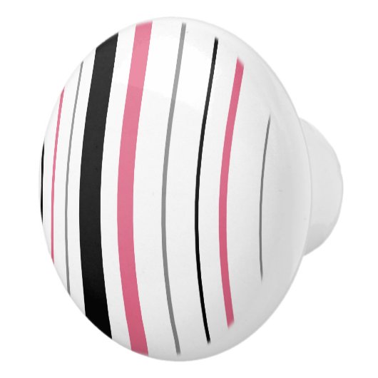 Retro Stripe rosa schwarz-graue Keramik Knopf Keramikknauf (Rechts)