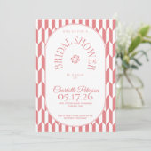 Retro stripe soft pink typography Bridal Shower Einladung (Stehend Vorderseite)