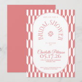 Retro stripe soft pink typography Bridal Shower Einladung (Vorne/Hinten)