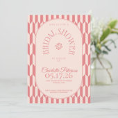 Retro stripe soft pink typography Bridal Shower Einladung (Stehend Vorderseite)