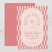 Retro stripe soft pink typography Bridal Shower Einladung (Vorne/Hinten)
