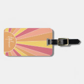 Retro Stripe sunrise - pastellfarbener Regenbogens Gepäckanhänger (Vorderseite horizontal)