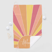 Retro Stripe sunrise - pastellfarbener Regenbogens Golfhandtuch (Insitu)