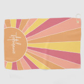 Retro Stripe sunrise - pastellfarbener Regenbogens Golfhandtuch (Horizontal)