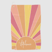 Retro Stripe sunrise - pastellfarbener Regenbogens Golfhandtuch (Vorderseite)