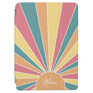 Retro Stripe sunrise - pastellfarbener Regenbogens iPad Air Hülle