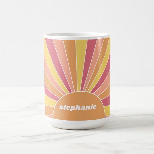 Retro Stripe sunrise - pastellfarbener Regenbogens Kaffeetasse (Mittel)