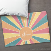 Retro Stripe sunrise - pastellfarbener Regenbogens Kissenbezug