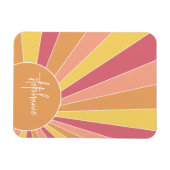 Retro Stripe sunrise - pastellfarbener Regenbogens Magnet (Horizontal)