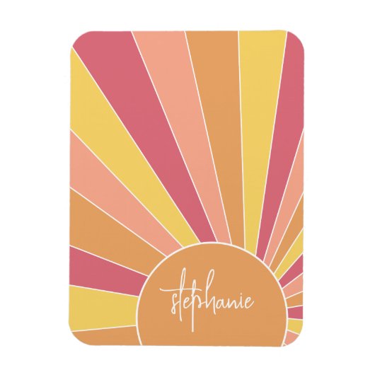 Retro Stripe sunrise - pastellfarbener Regenbogens Magnet (Vertikal)