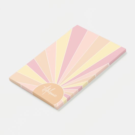 Retro Stripe sunrise - pastellfarbener Regenbogens Post-it Klebezettel (angewinkelt)